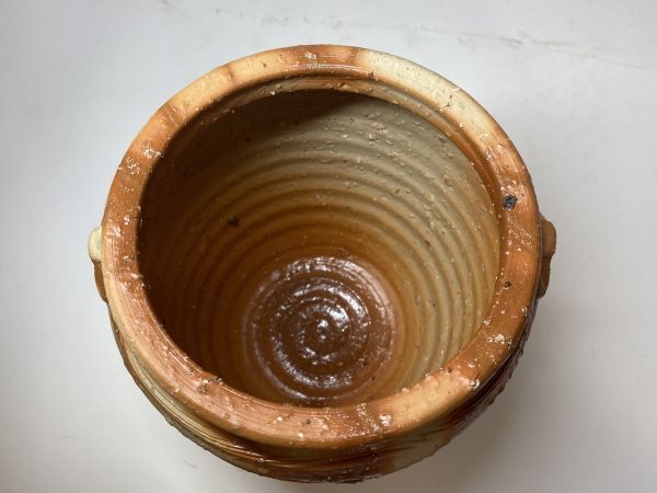 旧家蔵出 小西陶古 備前焼 火襷 柱壷 水指 共箱 茶道具 ( 金重 陶陽 素
