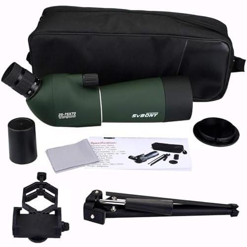 人気 ★25-75x70mm★ SV28 フィールドスコープ 望遠鏡 25-75x 70mm スポッティングスコープ 傾斜型 70mm口径 ズーム高倍率 IP65防水 FMC_9