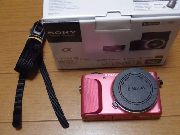▼ソニー SONY NEX-3N ボディ ピンク 美品 液晶保護