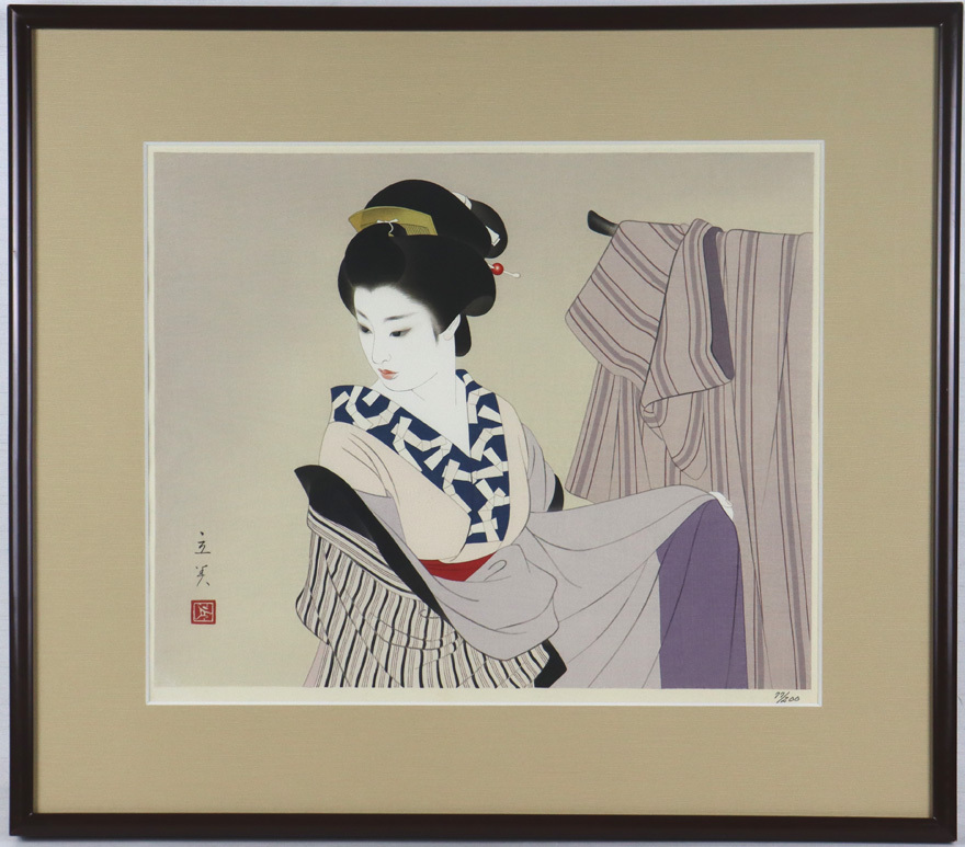 ○志村立美○着替え○木版○美人画○艷やか○人気作家○(木版画)｜売買