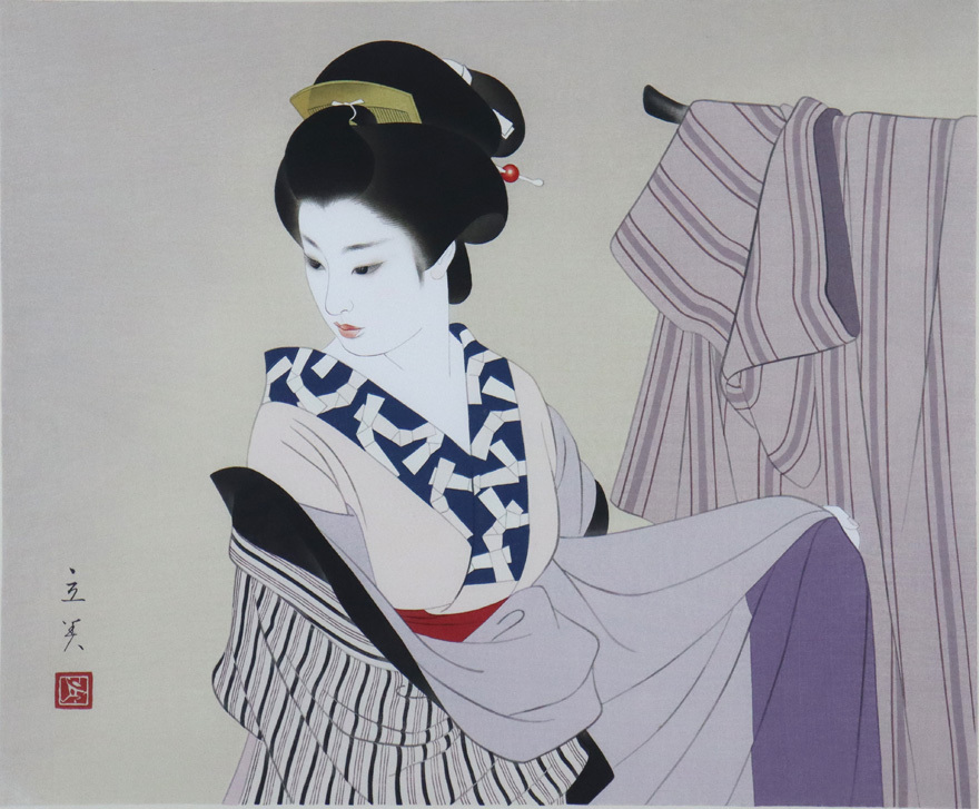 ○志村立美○着替え○木版○美人画○艷やか○人気作家○(木版画)｜売買