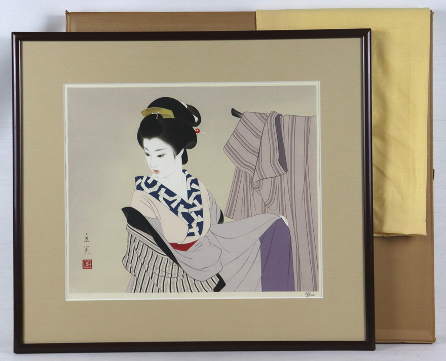 ○志村立美○着替え○木版○美人画○艷やか○人気作家○(木版画)｜売買