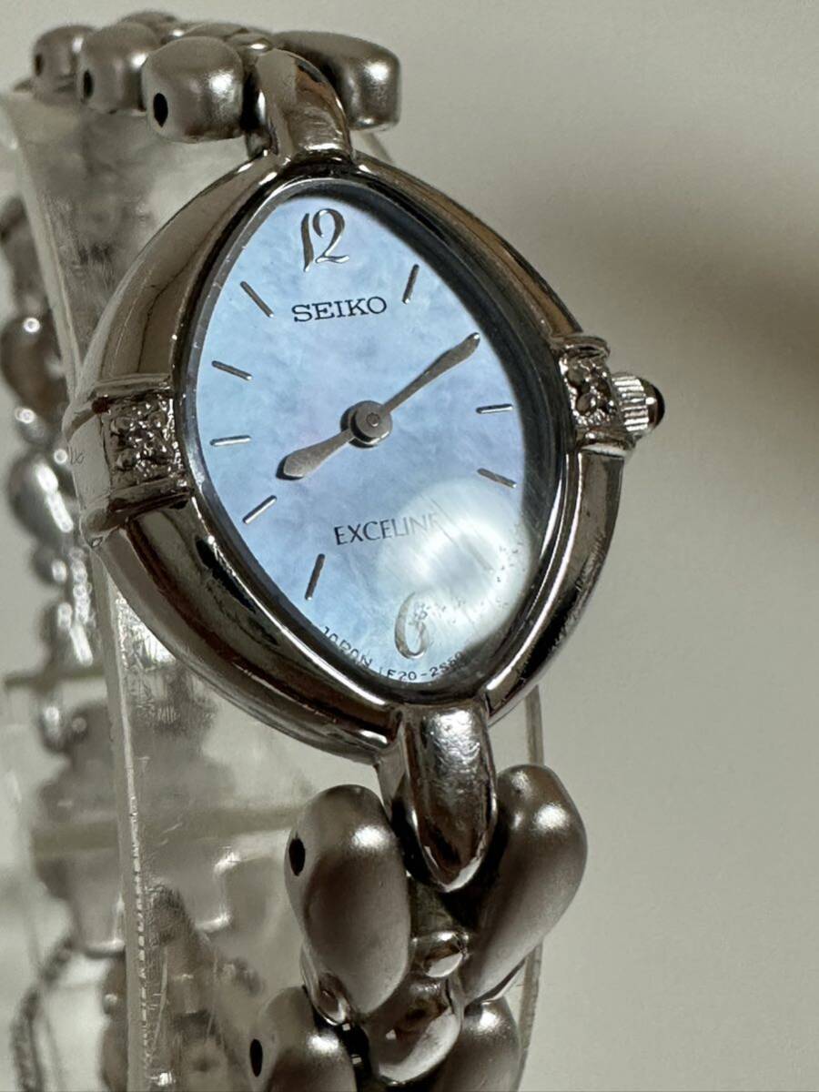 SEIKO セイコー QZ 1F20-6B60 エクセリーヌ ダイヤ付 シェル文字盤