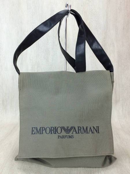 EMPORIO ARMANI◆ショルダーバッグ/KHK/コットン/無地