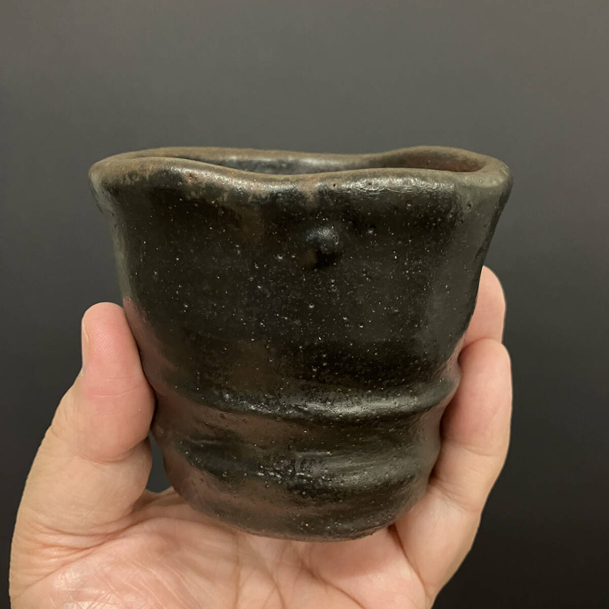 沖縄の奇才 島武己 焼締 コップ 湯呑 琉球南蛮 共箱 真作 (検索用 島
