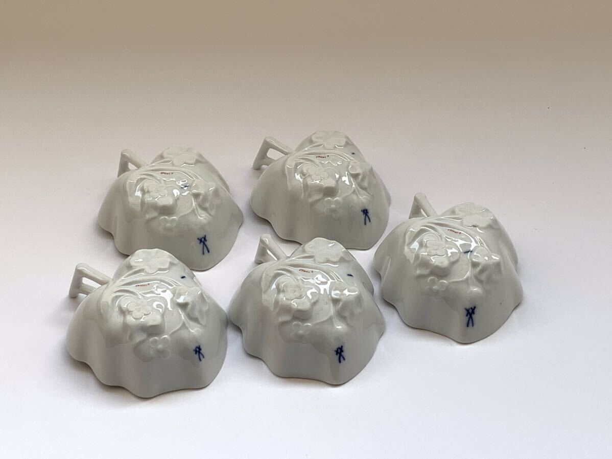 1円スタート【MEISSEN/マイセン】柿右衛門様式花鳳凰図隅入小皿5客 完