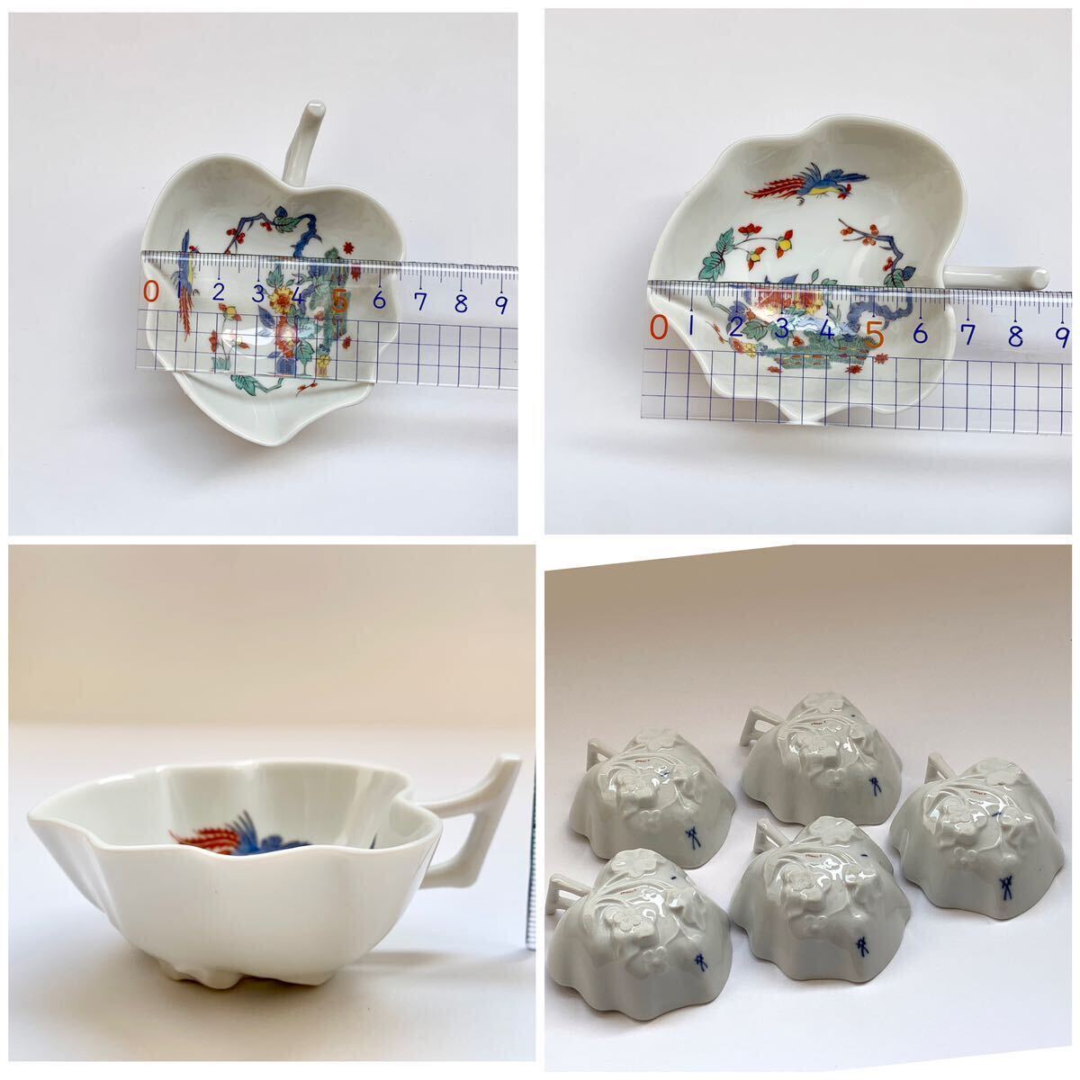 1円スタート【MEISSEN/マイセン】柿右衛門様式花鳳凰図隅入小皿5客 完