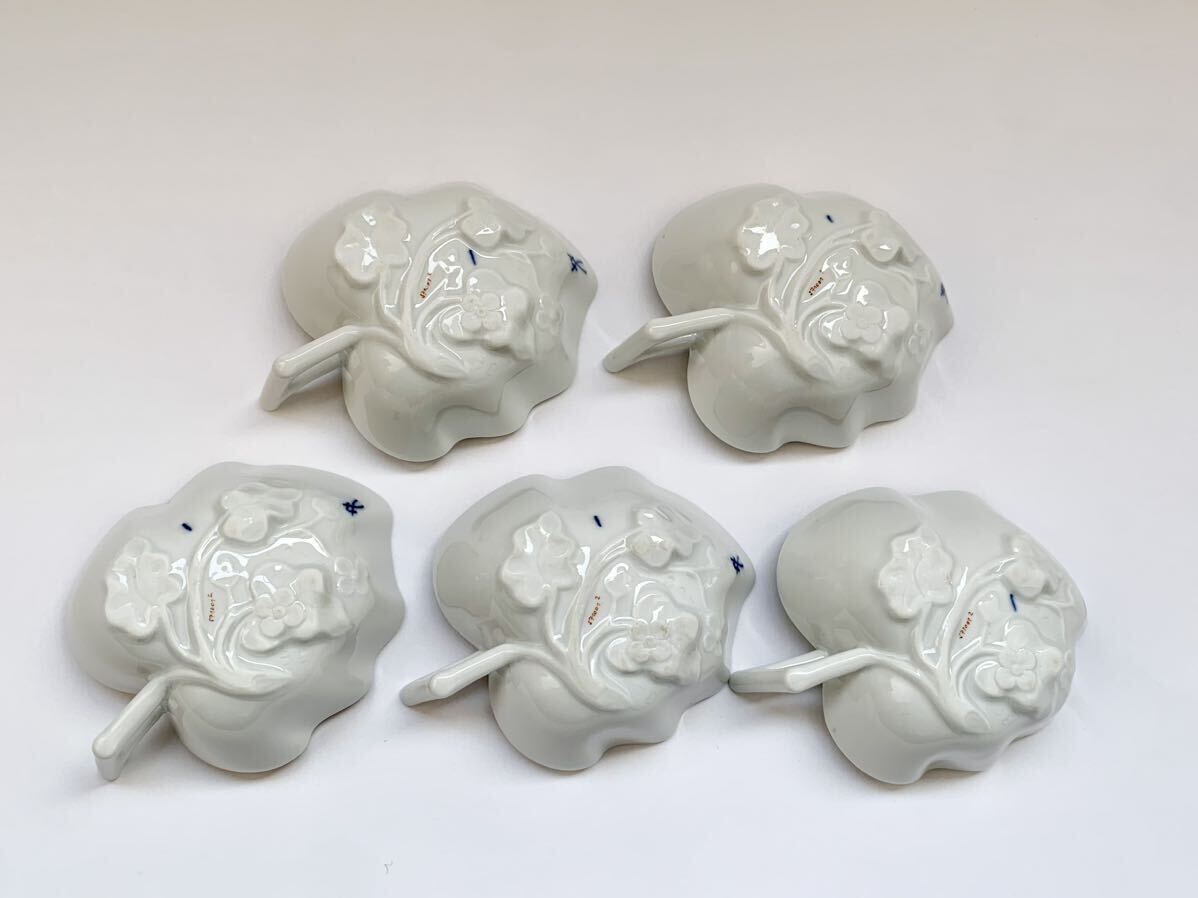 1円スタート【MEISSEN/マイセン】柿右衛門様式花鳳凰図隅入小皿5客 完