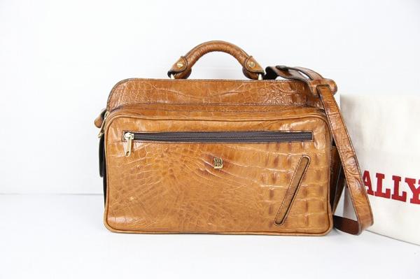 BALLY バリー クロコ調 レザー ハンドバッグ 2WAY ブラウン BALLY 