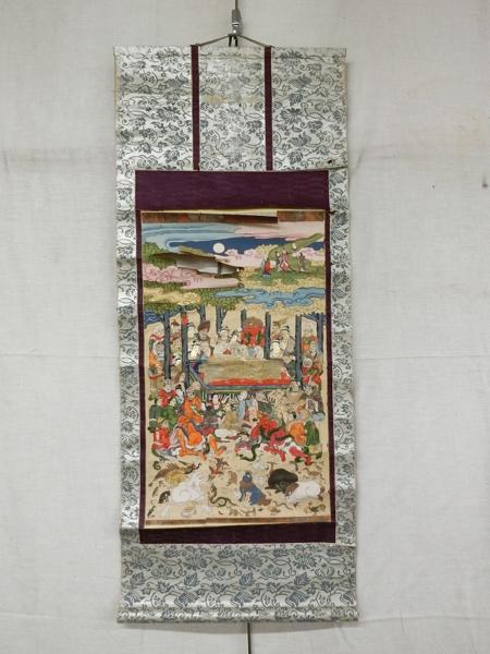 木版画 1枚|仏教美術 和本 「釈迦涅槃図 「丹緑彩色木版 仏像 釈迦涅槃