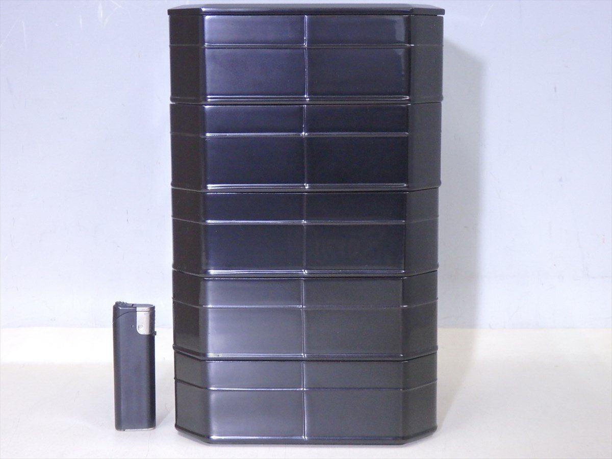 ☆目白宗芳作【輪島塗 縁高 共箱】木製漆器 黒真塗 状態良好！ サイズ
