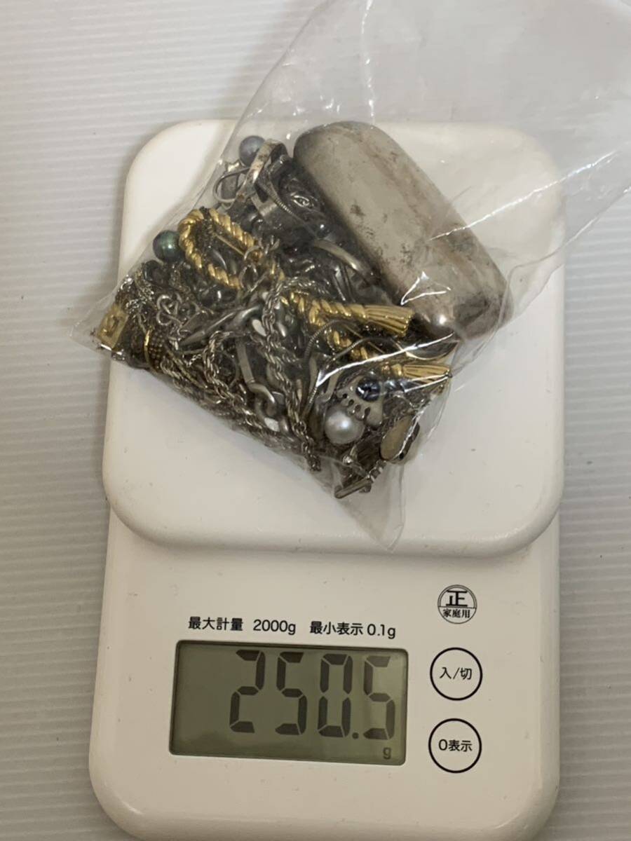 1000円スタート 地金 シルバー SILVER 925刻印 約250g シルバーアクセサリー 銀製 スターリング 喜平 ジャンクまとめて_1