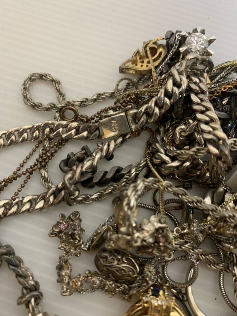 1000円スタート 地金 シルバー SILVER 925刻印 約250g シルバーアクセサリー 銀製 スターリング 喜平 ジャンクまとめて_3