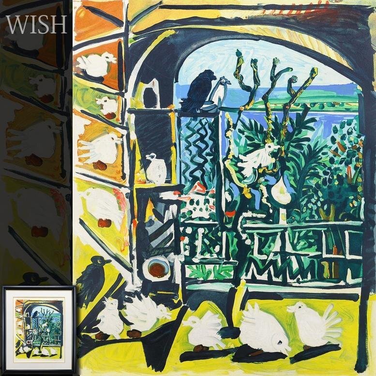 真作】【WISH】パブロ・ピカソ Pablo Picasso「鳩」リトポスター 12号