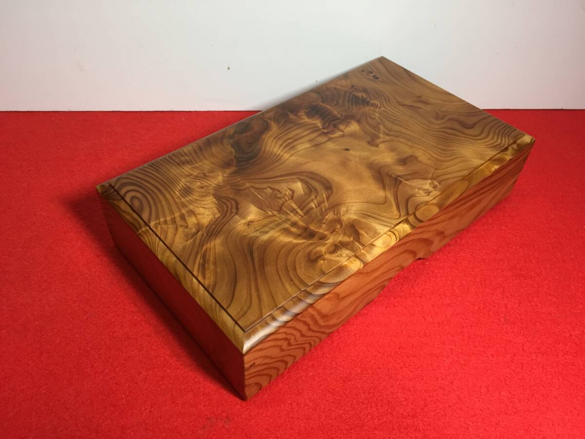 ⑤ 特上杢 文箱 長形4号対応 封筒 銘木屋久杉工芸品 インテリア家具