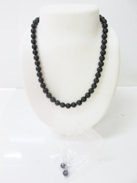 ◆美品！モーニングジュエリー(ジェット)ネックレス／イヤリング