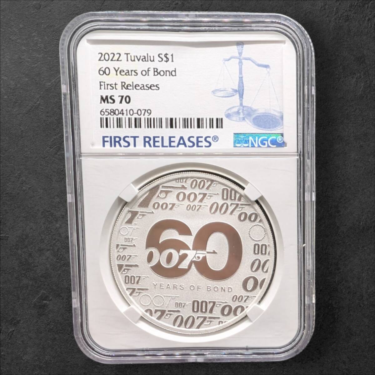 2022 ツバル 1オンス ジェームズ・ボンド60周年 PCGS MS70 1円出品!☆007 ジェームズ ボンド 60周年記念☆2022年 ツバル NGC MS70