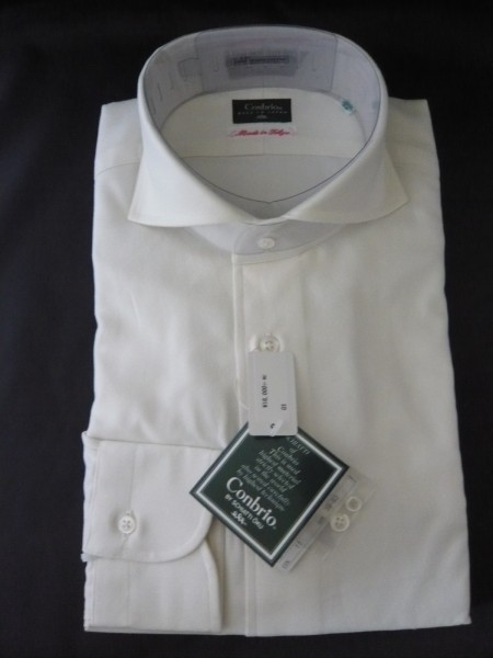 **コンブリオ(スキャッティ) サイズ39 白無地起毛長袖シャツ**