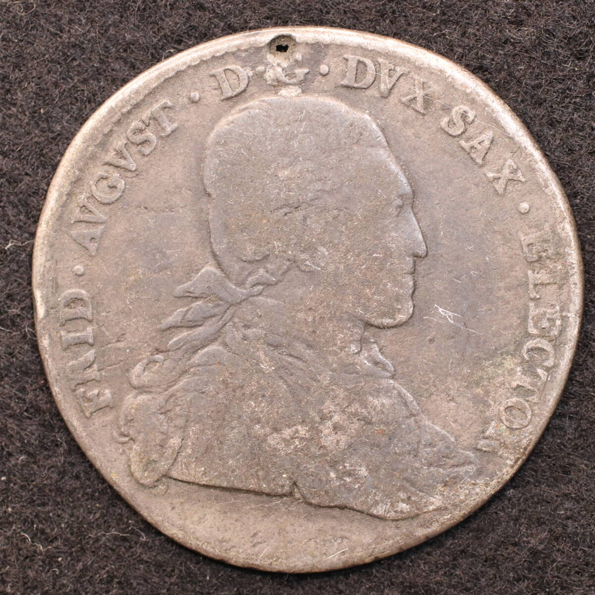 KM#1024/ドイツ ザクセン選帝侯領 1/3ターラー銀貨 1801 29mm前後 E5195