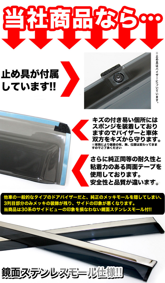 アルファード ヴェルファイア 30 車種専用 ドア バイザー 止め具付き 雨除け 日除け 対策 悪天候 換気 FJ4465 ヴェルファイア アルファード ドアバイザー 純正品 30系アルファード・ヴェルファイア 2&frasl;2015~