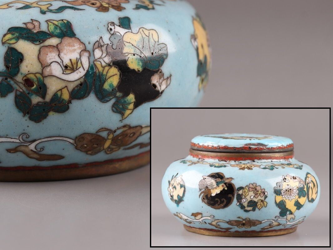 中国古玩 唐物 古七宝 七宝焼 茶入 蓋物 時代物 極上品 初だし品 C8792