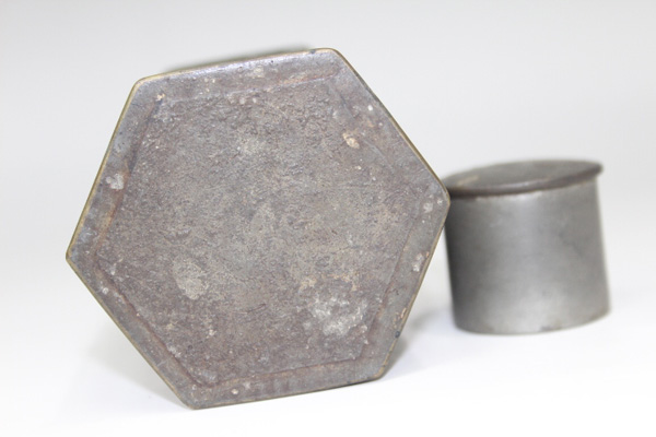 □唐物 古玩 古錫六角茶入 茶心壺 茶道具□ 中国 古玩 點銅造 【公式通販】