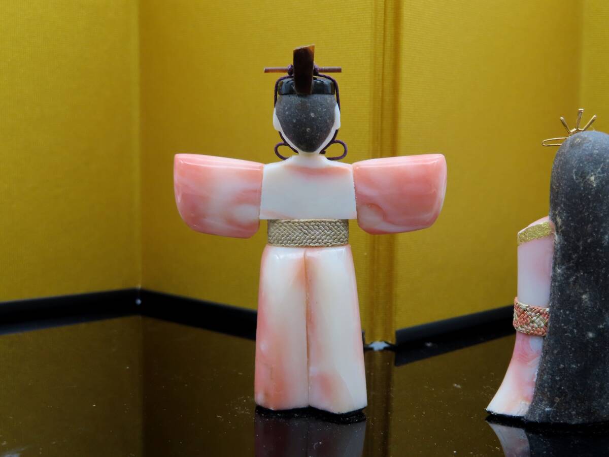 K7578 珊瑚工芸家 前川泰山 作 雛人形 「寿雅」本珊瑚彫刻 置物 縁起物