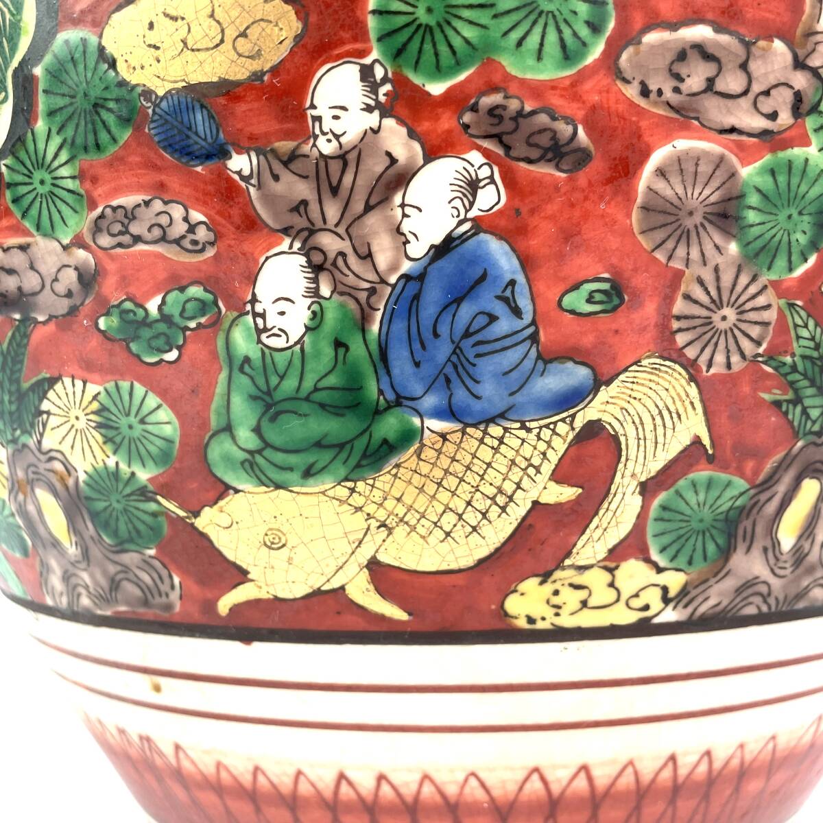 N）逸品 特大花瓶 九谷焼 陶正造 金彩色絵特大花瓶 高さ54.5㎝ 木米風