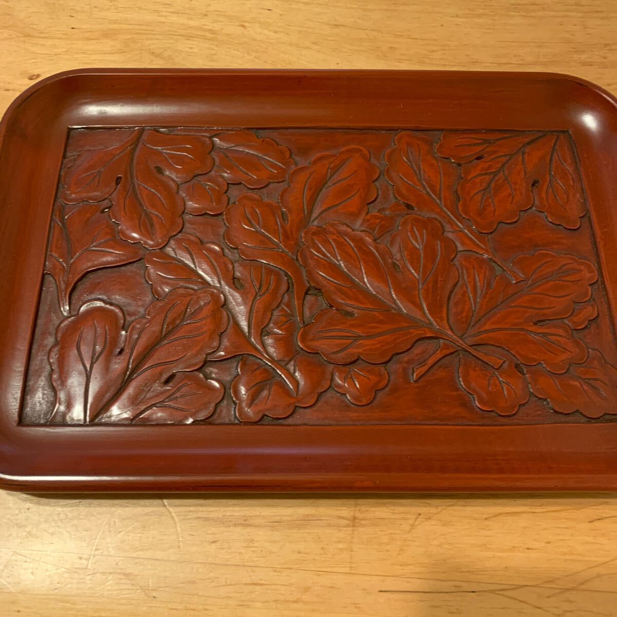 鎌倉彫 お盆 四方盆 木製 漆器 箱あり(盆)｜売買されたオークション