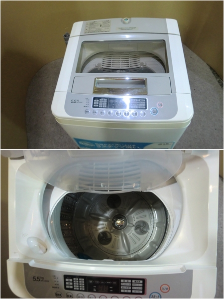 ☆送料無料~ 洗濯機 5.5kg LG WF-C55SW 11年製 中古 小型