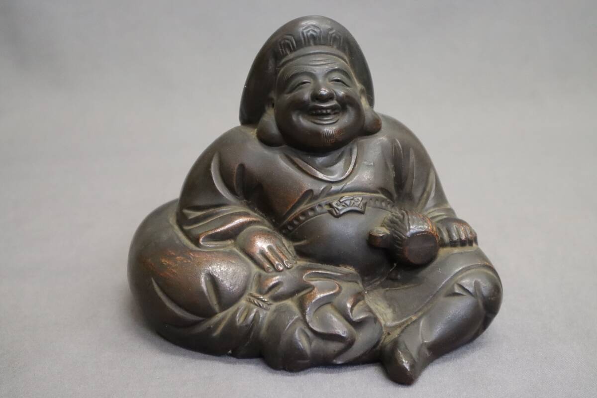 大正時代の備前焼大黒天 ☆当時物 明治 大正 備前焼 甲子 大黒天 大黒様 七福神 置物 骨董