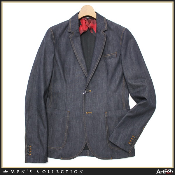 1円VALENTINO◆インディゴ伸縮デニムアンコンジャケットc401*s44