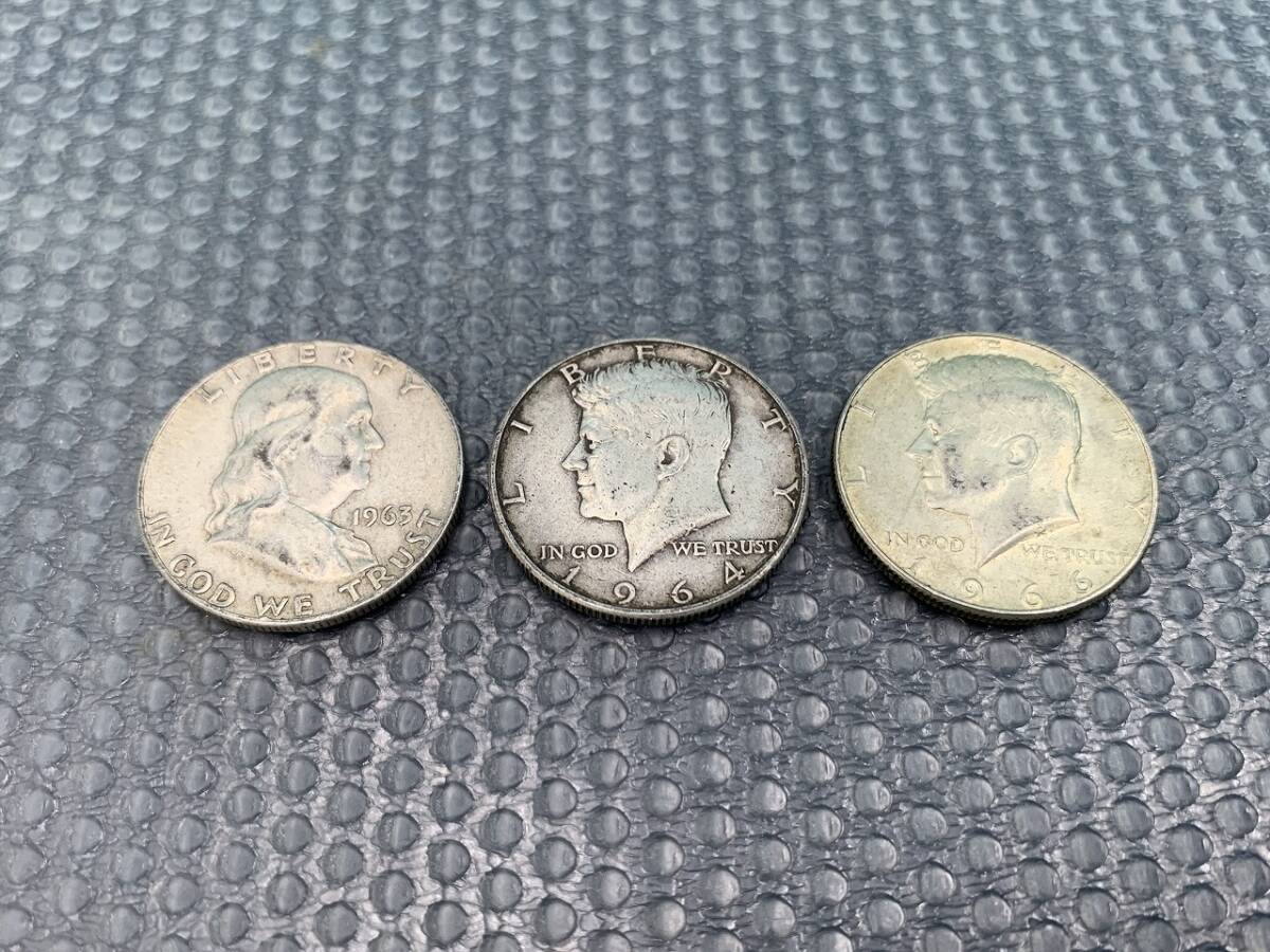 ☆16447 外国銭 アメリカ ドル ハーフダラー 銀貨 3枚セット 1963年