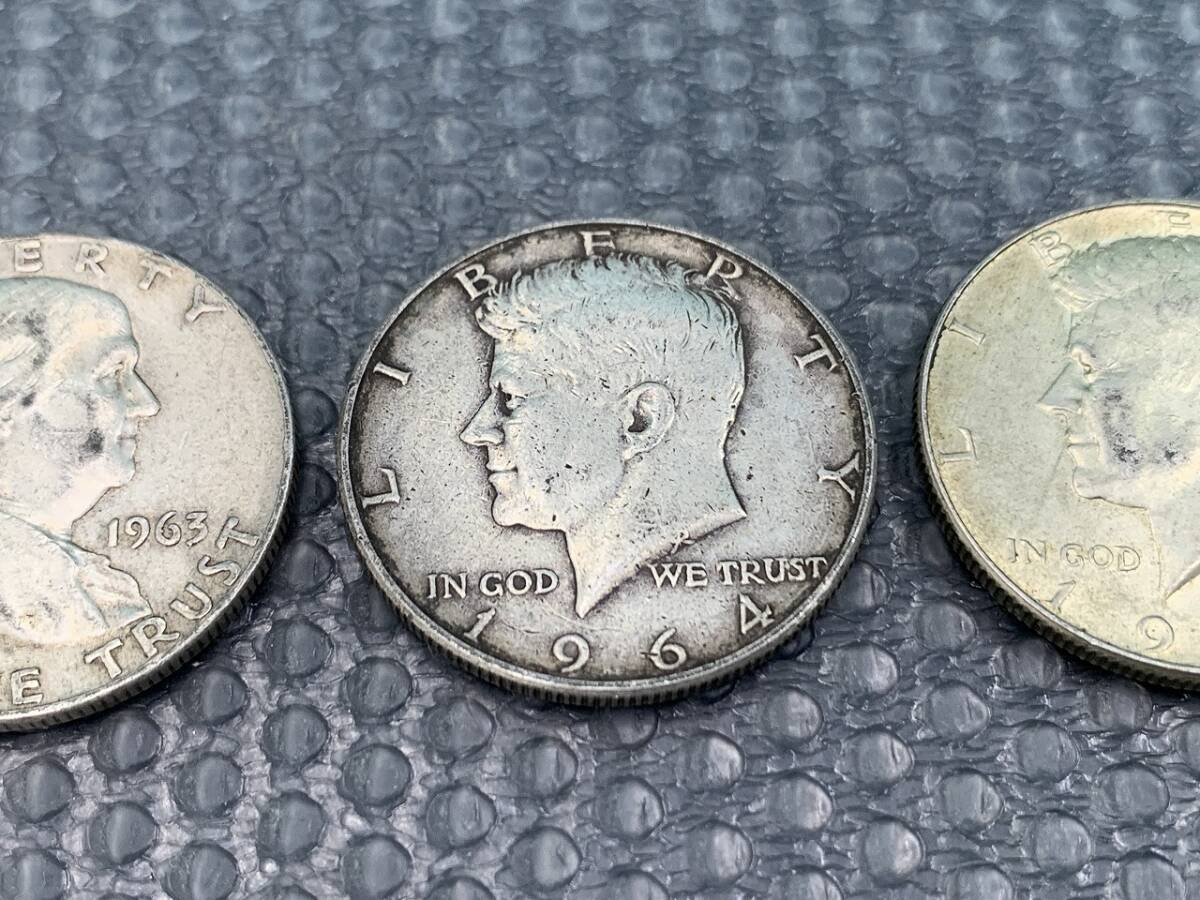 ☆16447 外国銭 アメリカ ドル ハーフダラー 銀貨 3枚セット 1963年