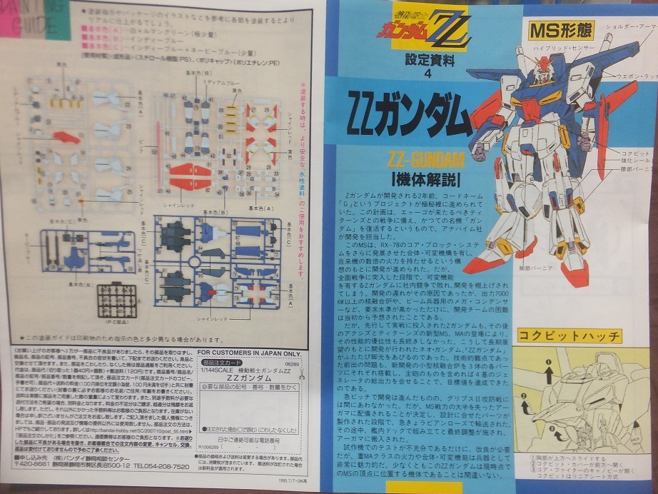 再販美品 バンダイ（旧赤マーク） 1/144 ZZガンダム ダブルゼータ 未