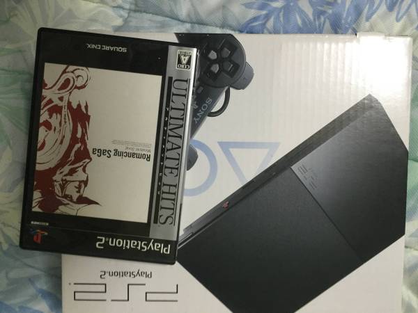 PS2本体薄型　縦置きアクセ+ミンサガつき