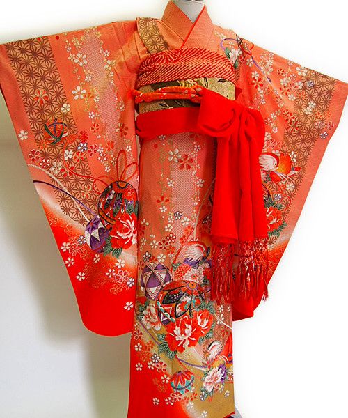 着物の桜 七五三 7才『慶の時かぎりない笑顔で』7才筥迫セット t