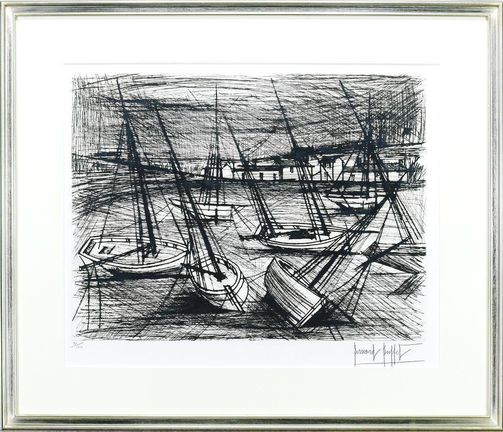 真作】【WISH】ベルナール・ビュッフェ Bernard Buffet「帆船」銅版画