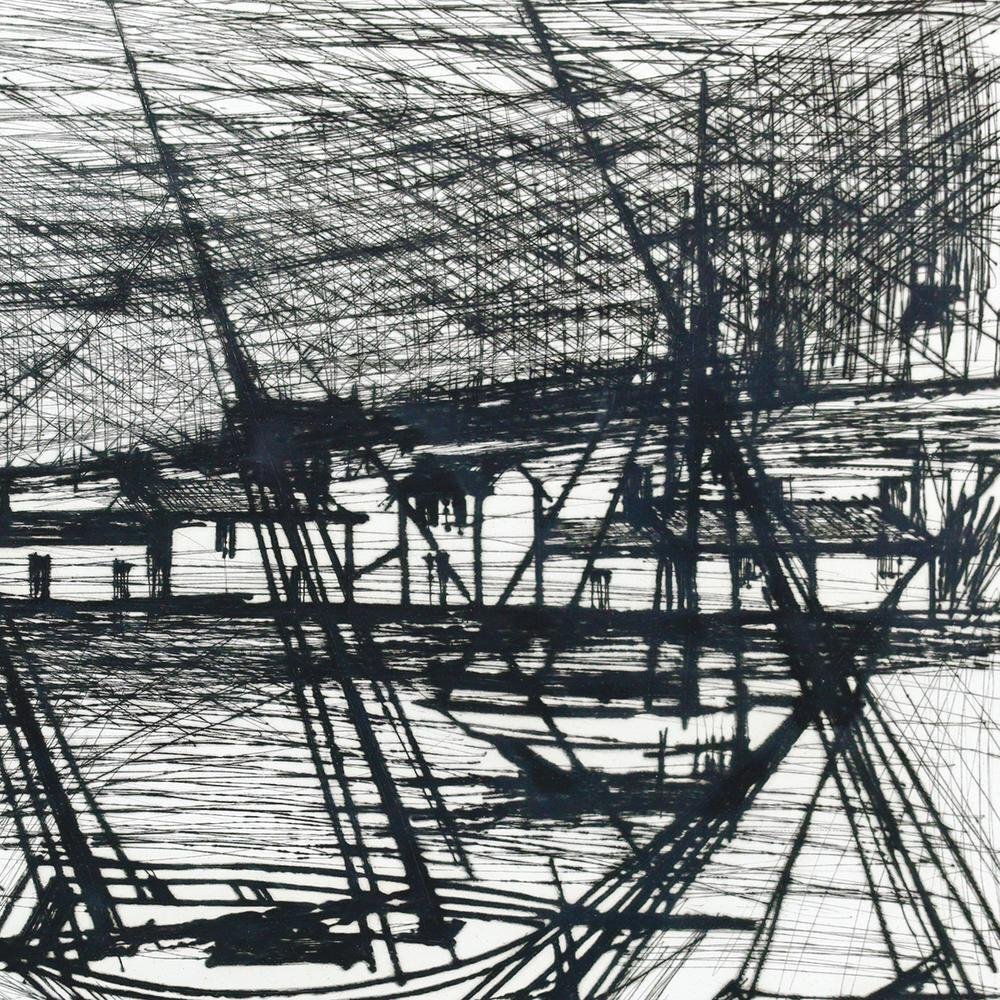 真作】【WISH】ベルナール・ビュッフェ Bernard Buffet「帆船」銅版画