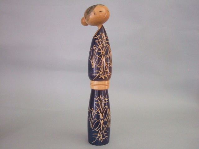 こけし　佐藤翠崕　箱付 佐藤翠崕 作 創作こけし 蝉しぐれ さとうすいがい 34cm程 内閣総理大臣受賞