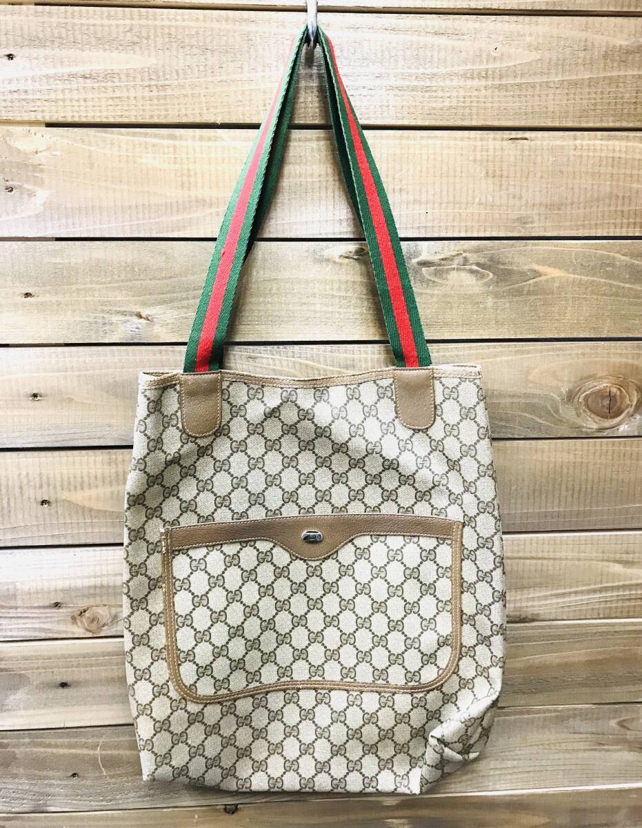 ◇1円 ☆GUCCI グッチ オールドグッチ シェリーライン トートバッグ