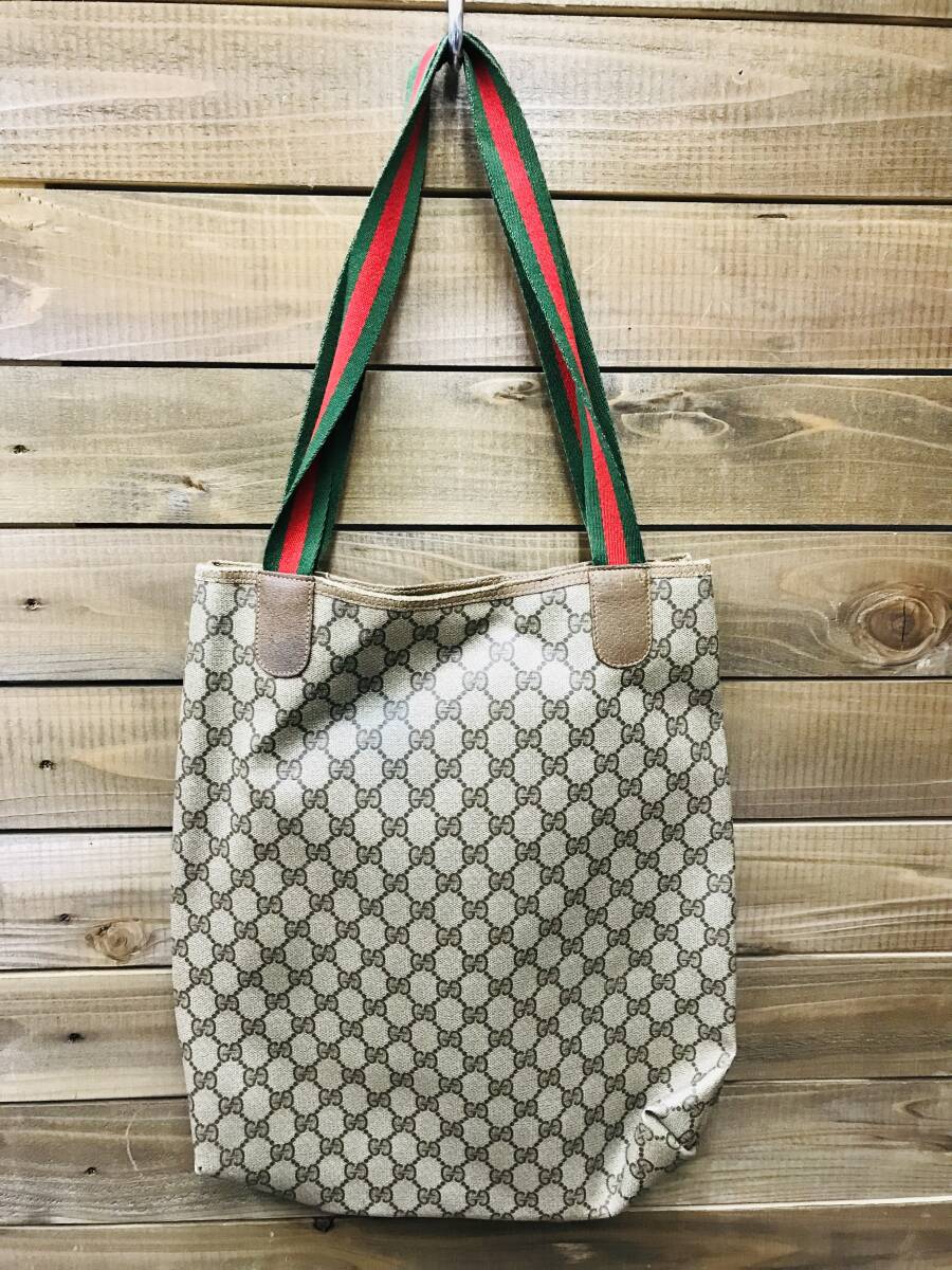 ◇1円 ☆GUCCI グッチ オールドグッチ シェリーライン トートバッグ