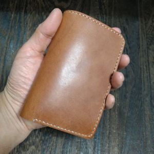 オーダー楕円カン付 Middle Leather Wallet イタチョコ&栃木レザー☆フラップ無し