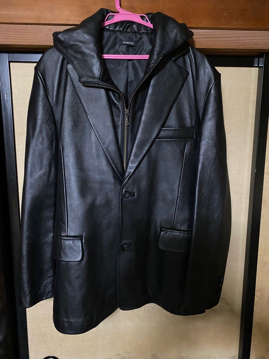 SCHAFFEN シャッフェン　ラクダ革　レザージャケット　ブルー　4サイズ SCHAFFEN レザージャケット シャッフェン フード付き 革ジャン | 本革