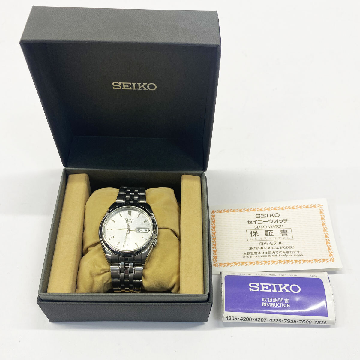 稼働品　セイコー 自動巻き時計 クリームダイヤル SEIKO セイコー AUTOMATIC 自動巻 稼働品 メンズ 腕時計 稼働品