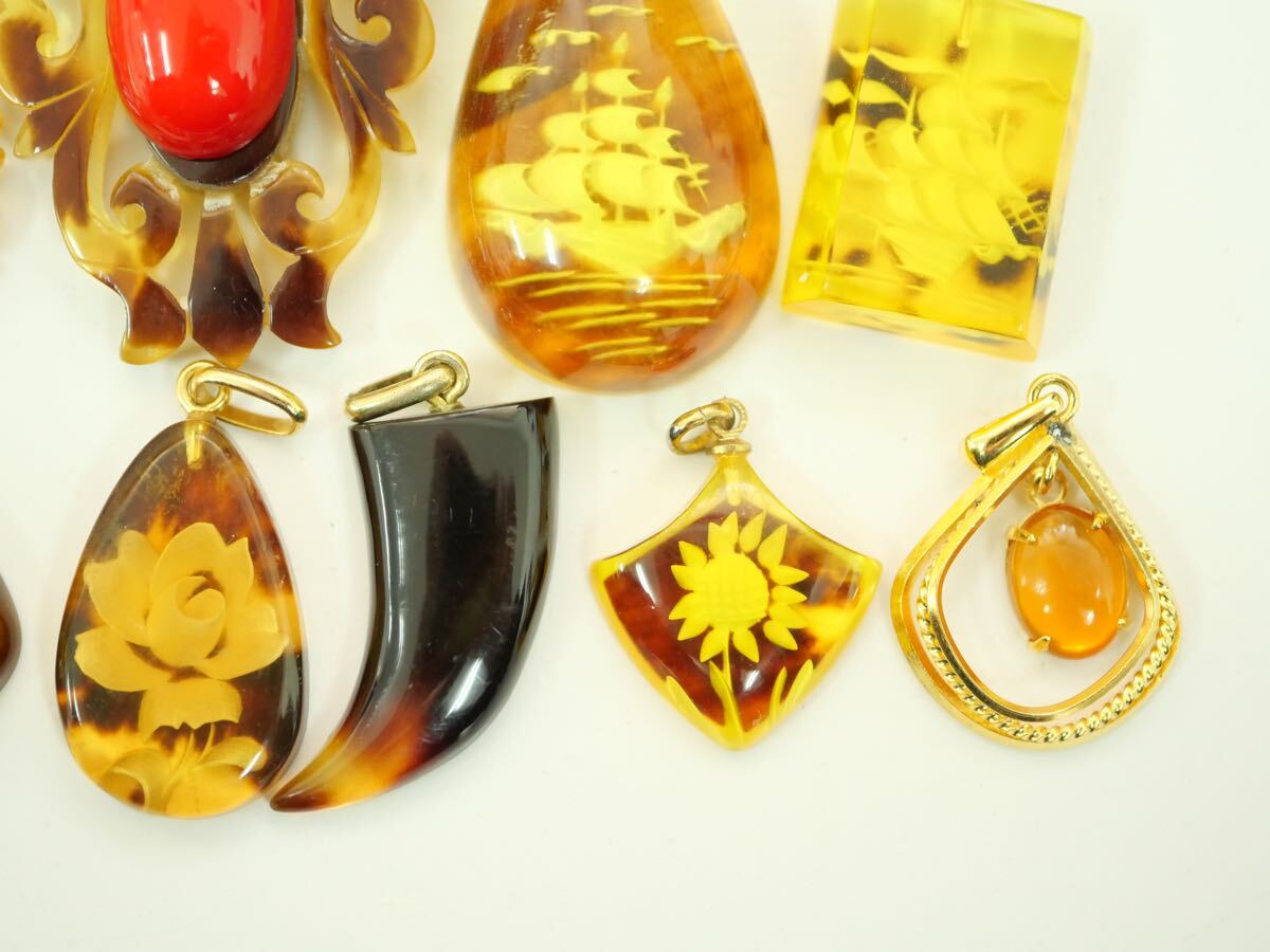 D86】べっ甲系 張りべっ甲 ペンダントトップ ネックレストップ 