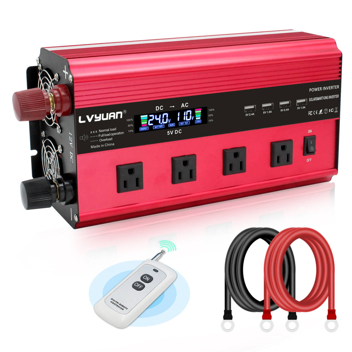 24V | 2000W DC インバーター AC 24v 正弦波インバーター JP Renogy 