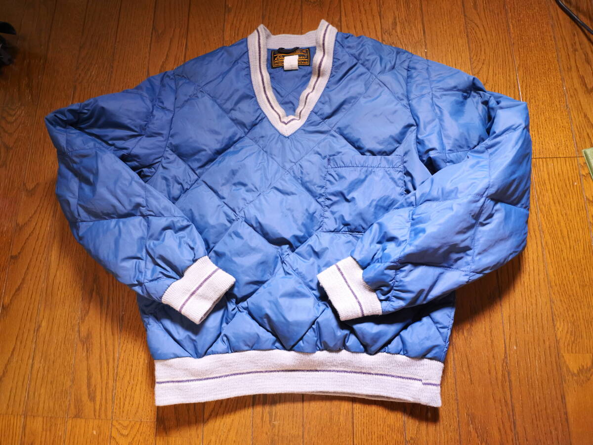 70~80s位 Eddie bauer goose Vネック エディバウアー　黒タグ プルオーバー ダウンジャケット サイズSmall