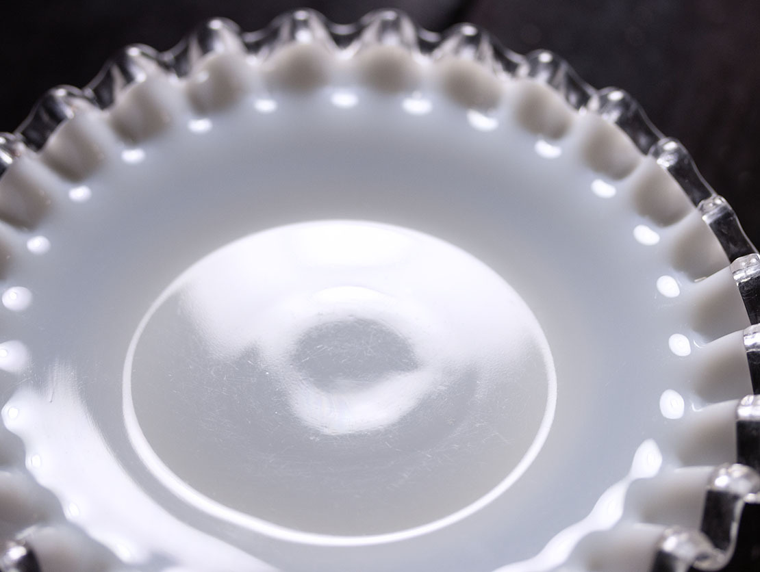 フェントン　ケーキスタンド　シルバークレスト　ミルクガラス　ペデスタル フェントン Fenton シルバークレスト ミルクガラス プレート 3枚セット