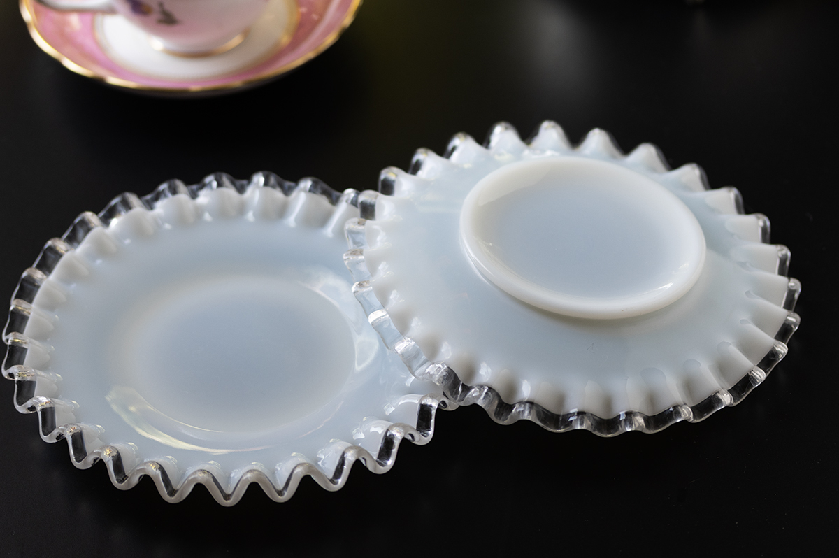 フェントン Fenton シルバークレスト ミルクガラス プレート 3枚セット